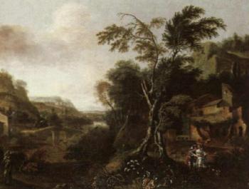 Landscape with Tobias and the angel by 
																	G Maasins