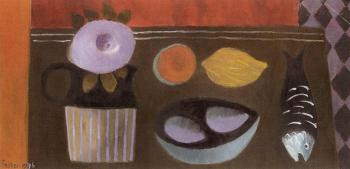 Still life with jug, lemon and fish by 
																	Mary Fedden
