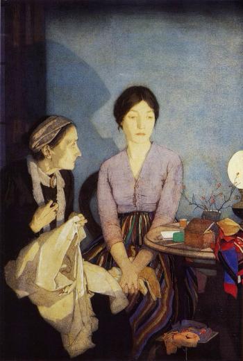 Woman sewing by 
																	Dorothy Webster Hawksley