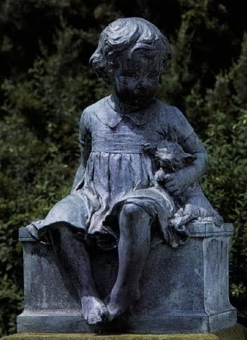 Seated child with cat by 
																	Richard Garbe