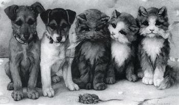 Kittens and puppies by 
																	Agnes McIntyre Croxford