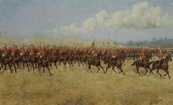 Parade of the 5th Dragoon Guards by 
																	Reginald Augustus Wymer