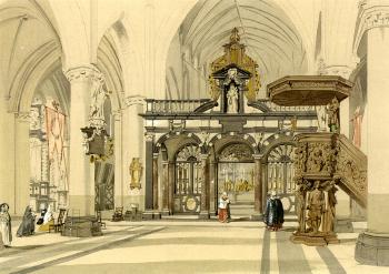 Interior of the Church of St Jacques, Bruges by 
																	Charles Everett