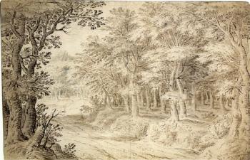 Path running through a wooded landscape by 
																	Hendrik Gysmans