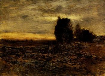 Landscape at sunset by 
																	Amedeo Ghesio Volpengo