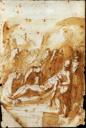 Studies for the burial of Christ by 
																			Giovanni de Vecchi