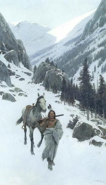 Through the pass, winter by 
																	Henry F Farny