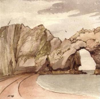 Durdle Door, Great nature rock arch near Lulworth by 
																	George Cumberland