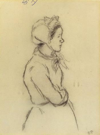 Femme en profil by 
																	Camille Pissarro