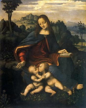 Madonna and Child with the infant St John the Baptist by 
																	Marco d'Oggiono
