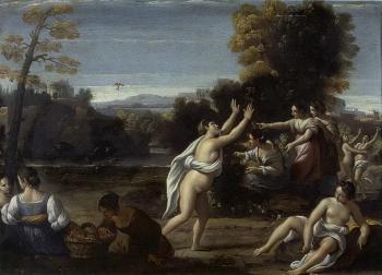 Diana and her nymphs catching birds by 
																	Sisto Badalocchio