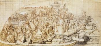 Jules Cesar envoie une colonie romaine a Carthage by 
																	Claude Audran