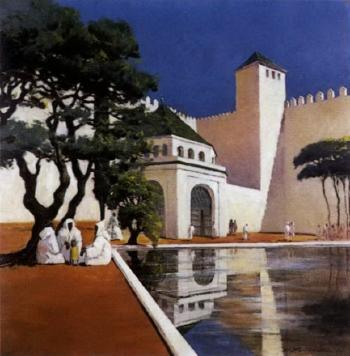 Le the dans la cour interieure du Pavillon du Maroc by 
																	P Fauvelles