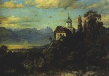Schloss Grunenstein with view of Rhine valley by 
																	Johann Jakob Nuesch