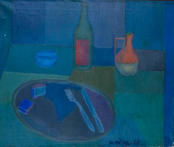 Still life with tray by 
																	Mikhail Nikolaevich Odnoralov