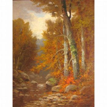 Forest stream in autumn by 
																	William Ongley