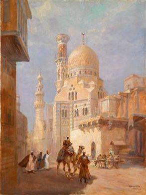 View of a Cairo street by 
																	Karoly Cserna