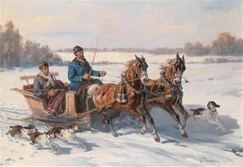 The sleigh ride by 
																	Jan M Kasprowicz