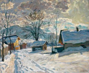 Village in winter by 
																	Arnold Borisovich Lakhovsky