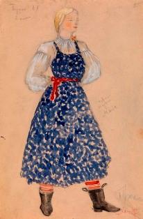 Costume designs for the play, A profitable post by Alexander Ostrovsky by 
																	Mikhail Malobrodsky