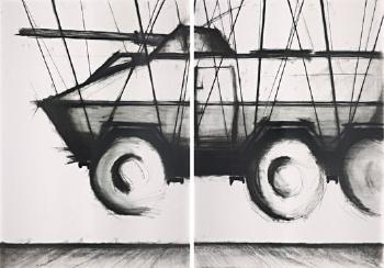 Proyecto de 2004 (Armoured vehicle suspended over historical floor)-2 by 
																	Enrique Jezik