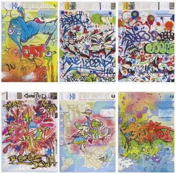 Six works: NYC Transit Authority Subway Maps with Graffiti and Tag by 
																	 T-Kid 170
