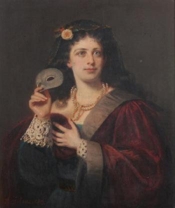 Portrait of a Venetian lady by 
																	Adolf Jebens