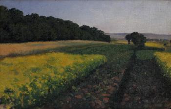 Weite Landschaft mit gelbblühenden Feldern by 
																	Hermann Osthoff
