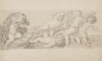Sechs mit der Keule des Herkules und dem Löwenfell spielende Putten by 
																	Johann Joseph Friedrich Langenhoeffel
