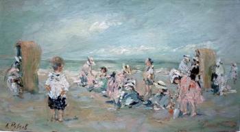 Enfants sur la plage by 
																	Leonid Petrovich Rubtsov
