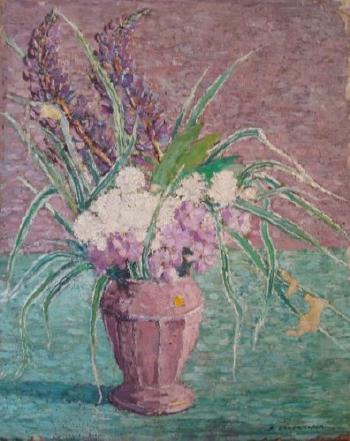 Bouquet de fleurs. Moulin by 
																	Arthur Baker-Clack