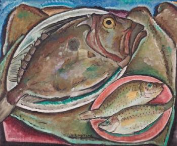 Nature morte au poisson by 
																	Francois Riba-Rovira