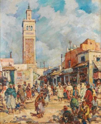 Place du marché à Tunis by 
																	Henri Saada