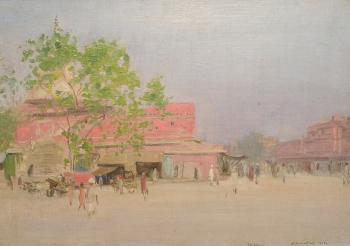 Jaipur: Indian landscape with buildings by 
																	Ernest Stephen Lumsden