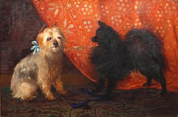 Study of a terrier and a pomeranian by 
																	Ethel Ellerby