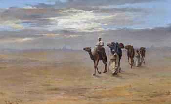 Camel riders in the desert by 
																	Pericles Tsirigotis