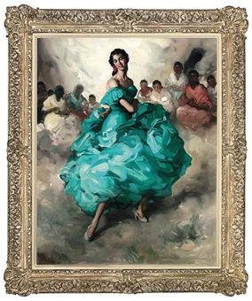 Flamenco dancer by 
																	Felipe Abarzuza y Rodriguez Arias
