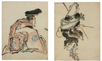 Dignitaire assis vu de dos. Samourai itinérant, vu de dos by 
																	 Taito II
