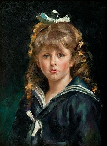 Girl in a sailor dress by 
																	Dora Wahlroos