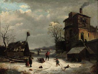 A winter's day by 
																	Johannes Petrus van Velzen