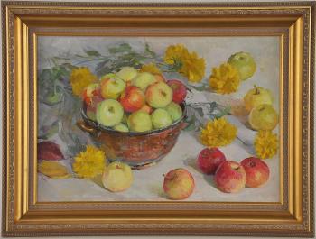 Apples and autumn flowers by 
																			Olga Kalashnikova