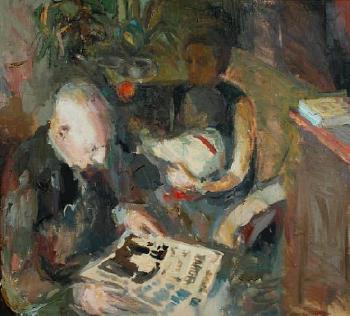 Figures in an interior by 
																	Laverne Ray Fromberg