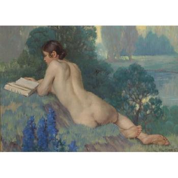 Nudes Reading:  A Pair Of Paintings by 
																	Daniel Macmorris