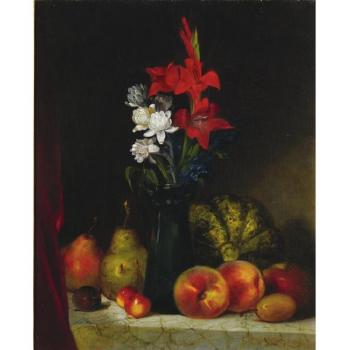 Still Life With Flowers And Fruit by 
																	James Cafferty