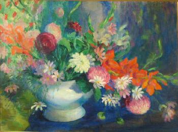 Old tureen with flowers by 
																	Elizabeth F Dallam