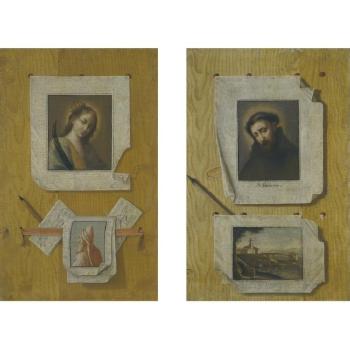 A Pair Of Trompe L'oeil Still Lifes by 
																	Andrea Domenico Remps