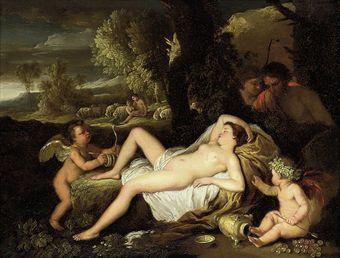 Venus reclining in a landscape by 
																	Pierre Dulin