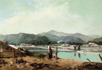 Gathering water at the reservoir, Hyères, France by 
																	Philippe Auguste Jeanron