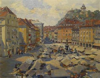 Market in Graz by 
																	Ferdinand Pamberger