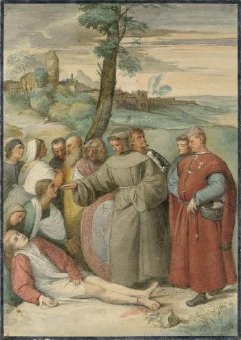 Der hl. Antonius von Padua heilt den Fuß eines Jünglings by 
																	Johann Anton Alban Ramboux